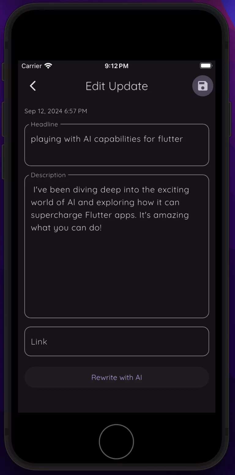 Update Status Screen
